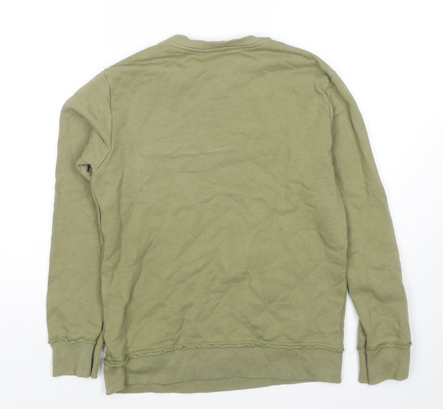 United Colors of Benetton Girls Green Cotton Pullover Sweatshirt Size 8-9 Years Pullover