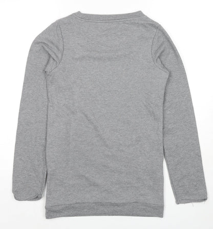 Tchibo Girls Grey Cotton Pullover Sweatshirt Size 13-14 Years Pullover - Pockets