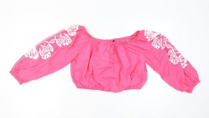 Womens UK Size 18 Marks and Spencer Pink Cropped Blouse