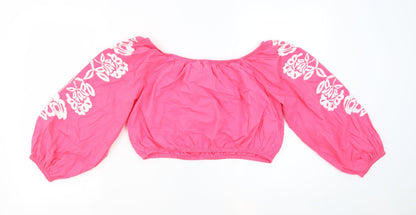 Womens UK Size 18 Marks and Spencer Pink Cropped Blouse