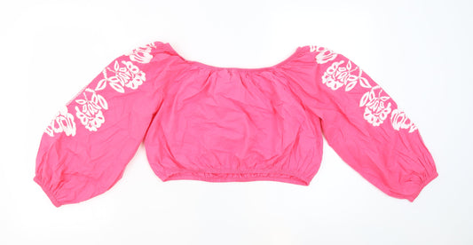 Womens UK Size 18 Marks and Spencer Pink Cropped Blouse