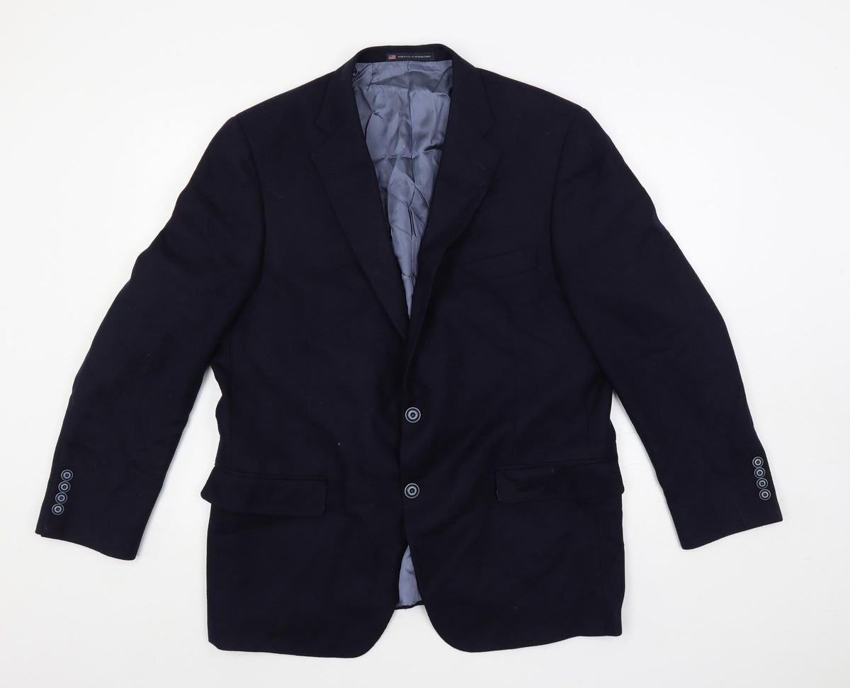 Hart Schaffner Marx Mens Blue Polyester Jacket Blazer Size 44 Regular