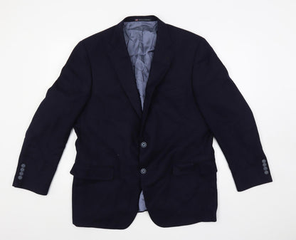 Hart Schaffner Marx Mens Blue Polyester Jacket Blazer Size 44 Regular