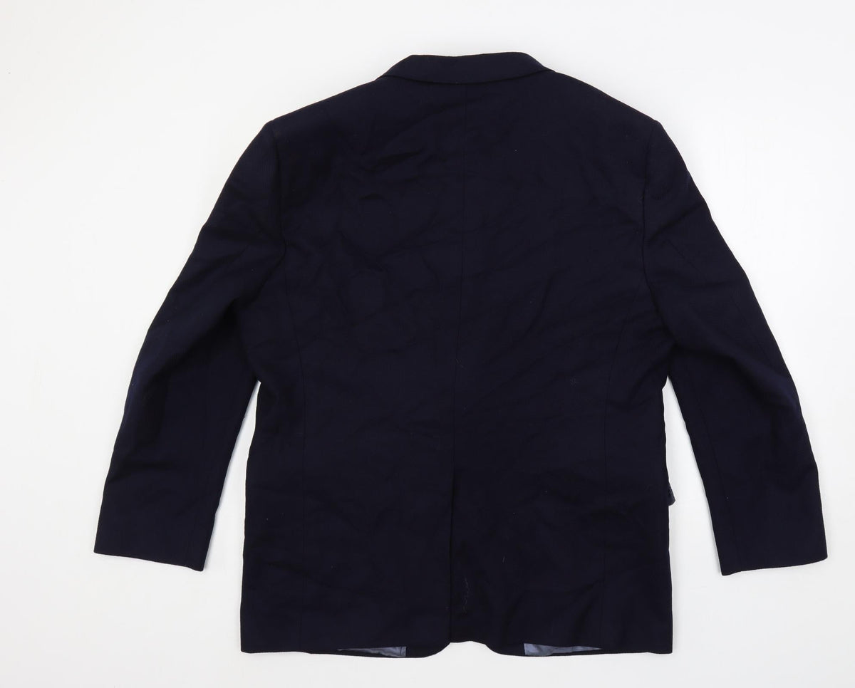 Hart Schaffner Marx Mens Blue Polyester Jacket Blazer Size 44 Regular