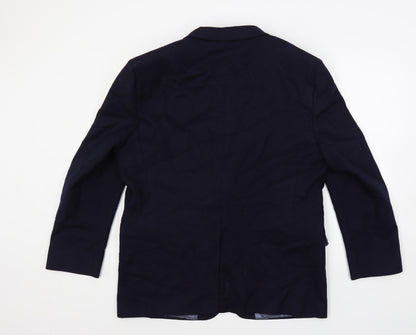 Hart Schaffner Marx Mens Blue Polyester Jacket Blazer Size 44 Regular