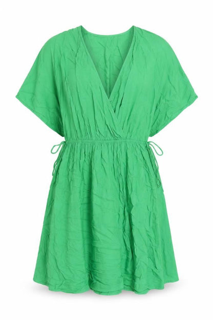 Marks and Spencer Womens Green Viscose A-Line Size 8 V-Neck Pullover - Tie Side