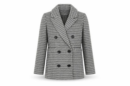 Marks & Spencer Womens Grey Geometric Pea Coat Coat Size 6 Button