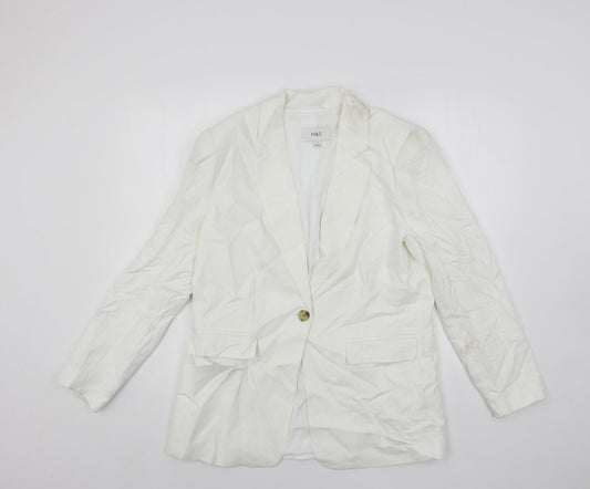 Womens UK Size 14 Marks and Spencer White Jacket