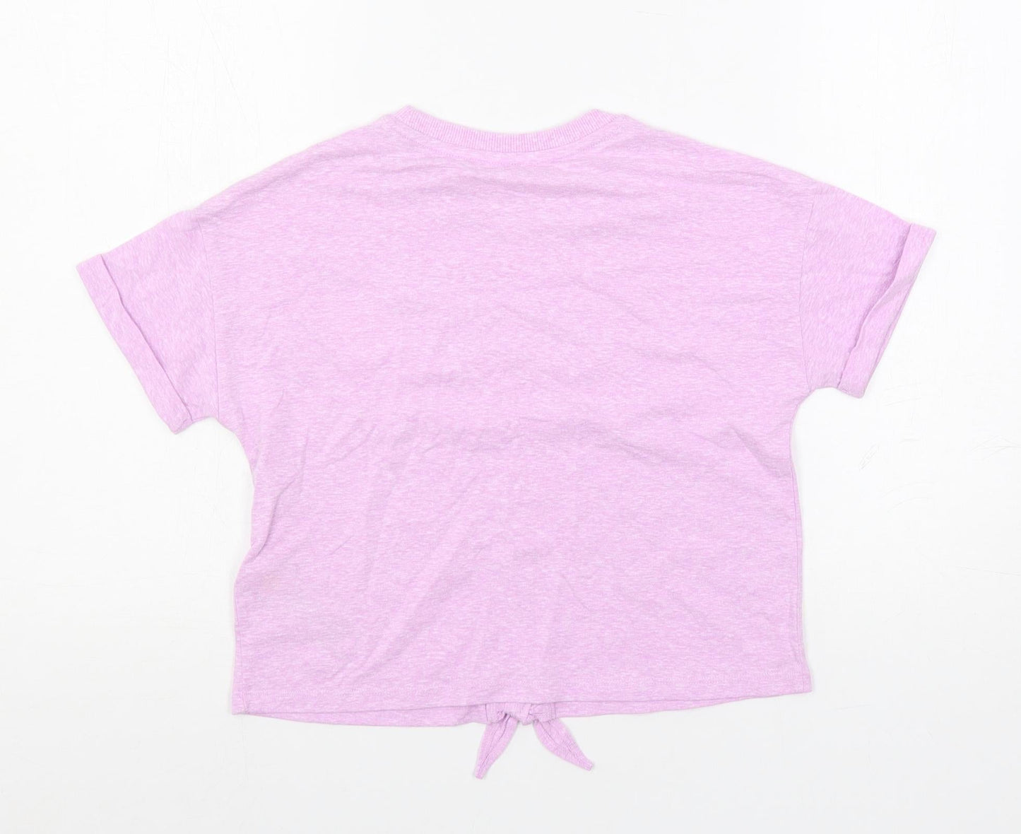 Marks and Spencer Girls Pink Polyester Pullover T-Shirt Size 9-10 Years Crew Neck Pullover - Tie Front Detail