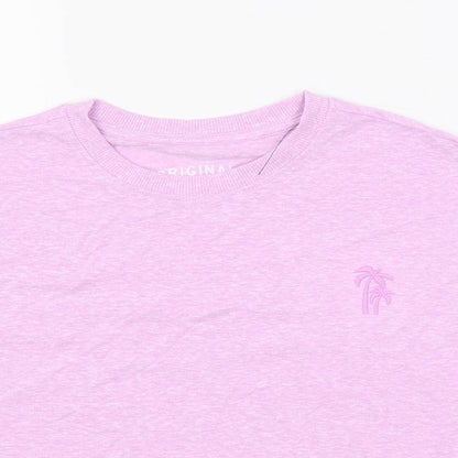 Marks and Spencer Girls Pink Polyester Pullover T-Shirt Size 9-10 Years Crew Neck Pullover - Tie Front Detail