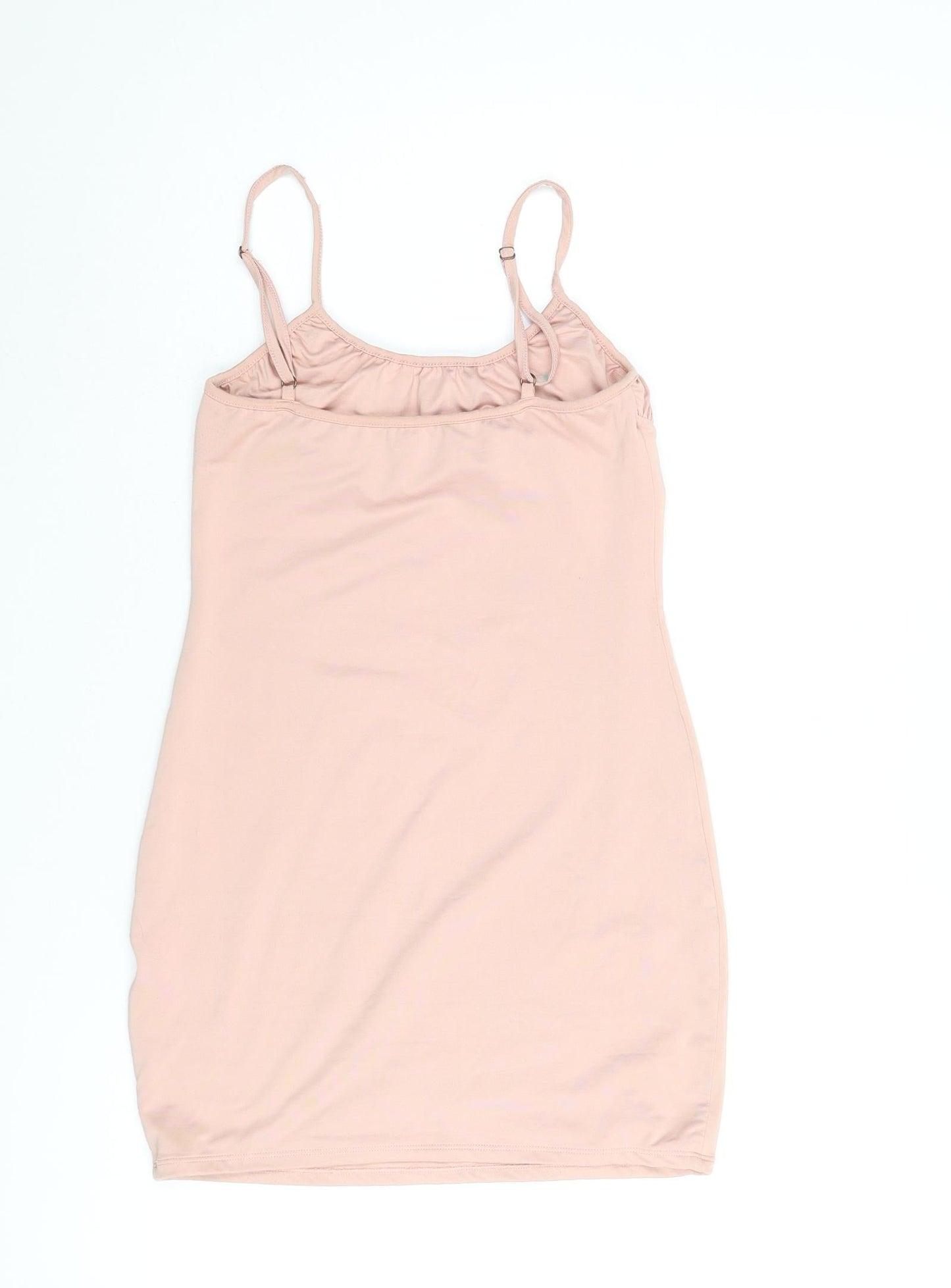 Oh Polly Womens Pink Polyester Mini Size 10 Scoop Neck Pullover - Rouched