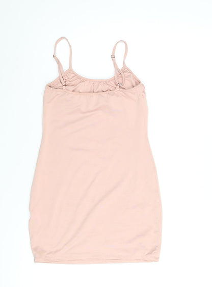 Oh Polly Womens Pink Polyester Mini Size 10 Scoop Neck Pullover - Rouched