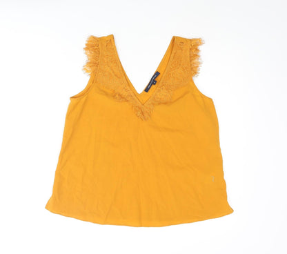 French Connection Womens Yellow Polyester Camisole Blouse Size S V-Neck - Lace Detail