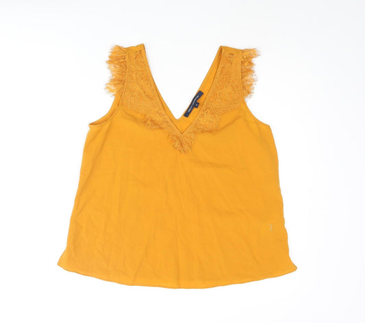 French Connection Womens Yellow Polyester Camisole Blouse Size S V-Neck - Lace Detail