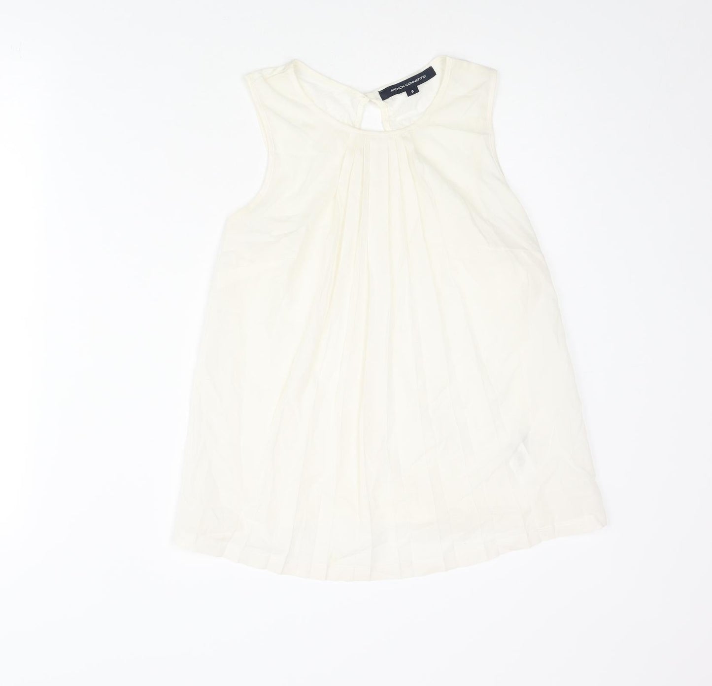 French Connection Womens Ivory Polyester Camisole Blouse Size S Round Neck - Pleated