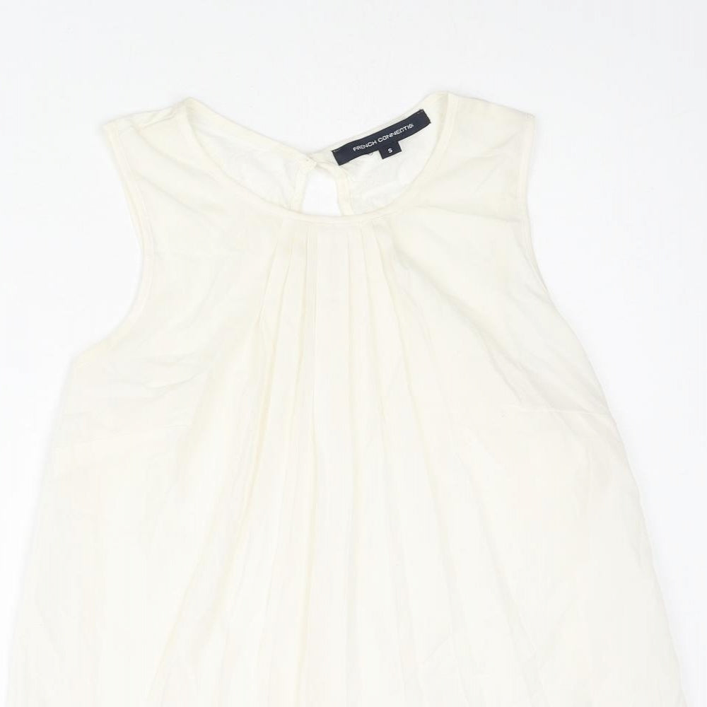 French Connection Womens Ivory Polyester Camisole Blouse Size S Round Neck - Pleated