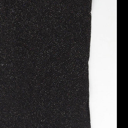 New Look Womens Black Nylon Straight & Pencil Skirt Size 8 - Glitter Side Slit