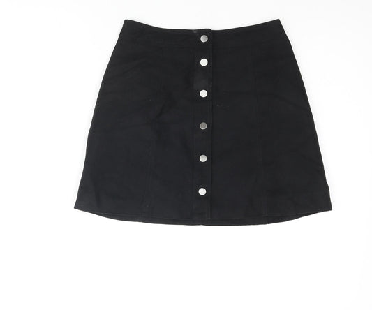 Divided by H&M Womens Black Polyester A-Line Skirt Size 6 Snap