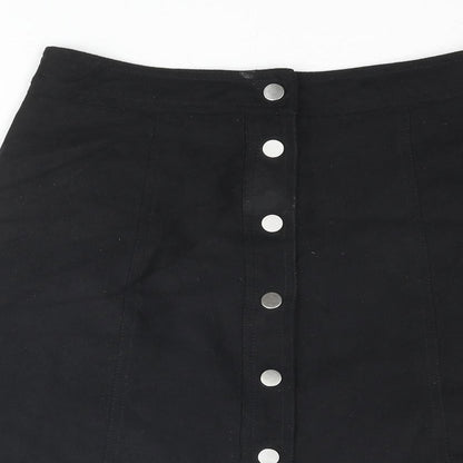 Divided by H&M Womens Black Polyester A-Line Skirt Size 6 Snap