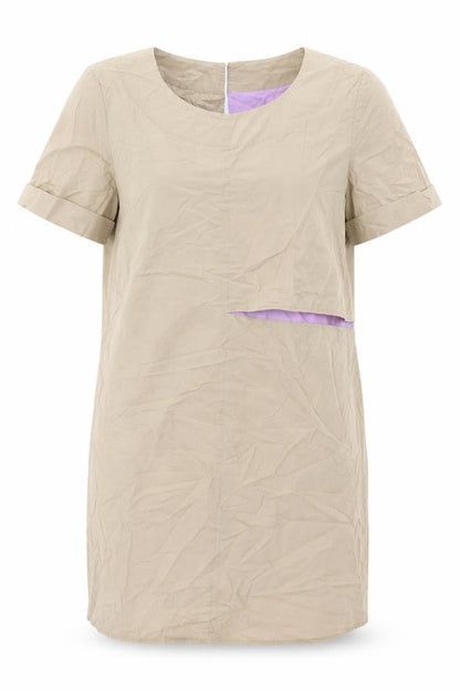 MAX&Co. Womens Beige Cotton Mini Size 10 Round Neck Zip
