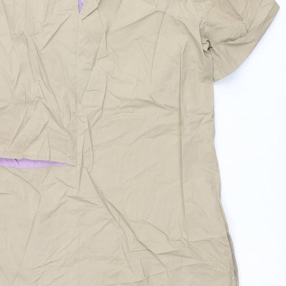 MAX&Co. Womens Beige Cotton Mini Size 10 Round Neck Zip