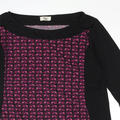 Klass Womens Black Polyester Mini Size XL Boat Neck Pullover - Geometric Print