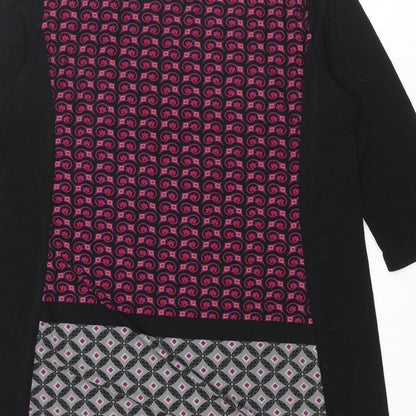 Klass Womens Black Polyester Mini Size XL Boat Neck Pullover - Geometric Print