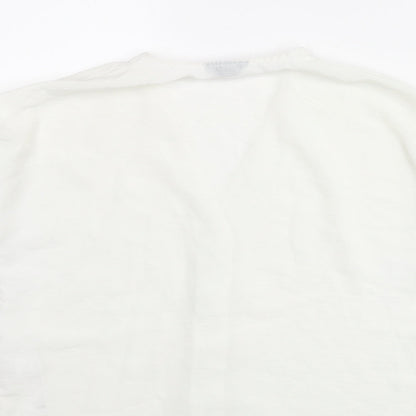 Topshop Womens White Polyester Basic Blouse Size 8 V-Neck - Sleeve Tie