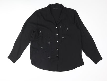 Womens UK Size 16 St Bernard Black Basic Blouse