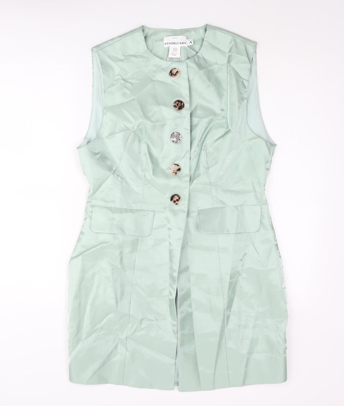 Annorlunda Womens Green Gilet Jacket Size 14 Button