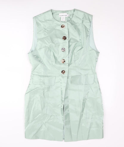 Annorlunda Womens Green Gilet Jacket Size 14 Button