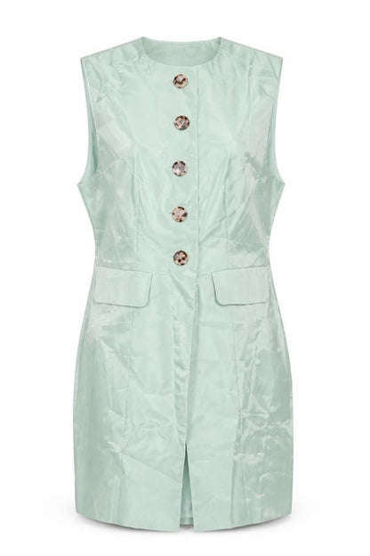 Annorlunda Womens Green Gilet Jacket Size 14 Button