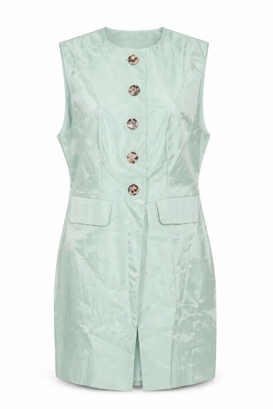 Annorlunda Womens Green Gilet Jacket Size 14 Button