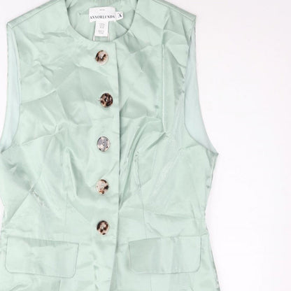 Annorlunda Womens Green Gilet Jacket Size 14 Button