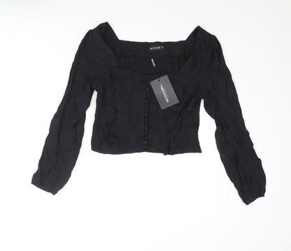 Womens UK Size 12 PRETTYLITTLETHING Black Basic Blouse