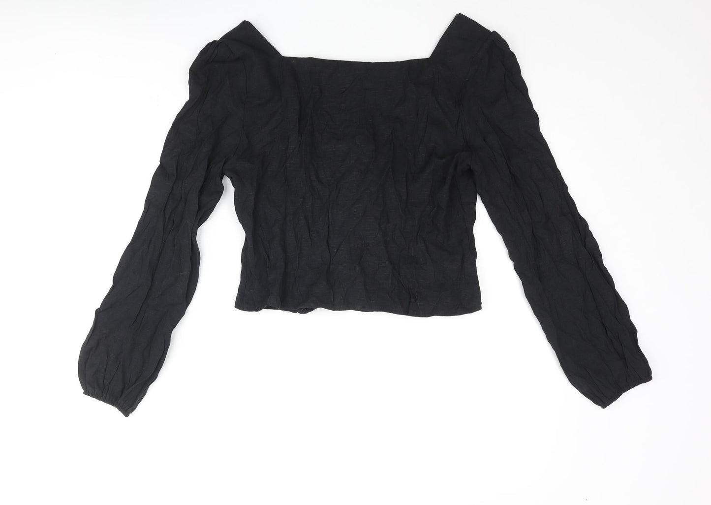 Womens UK Size 12 PRETTYLITTLETHING Black Basic Blouse