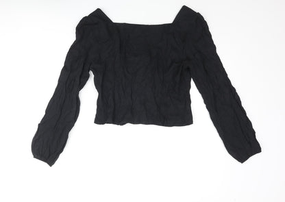 Womens UK Size 12 PRETTYLITTLETHING Black Basic Blouse