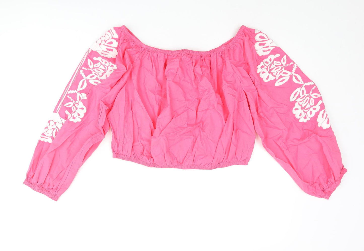 Womens UK Size 18 Marks and Spencer Pink Cropped Blouse