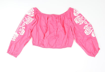 Womens UK Size 18 Marks and Spencer Pink Cropped Blouse