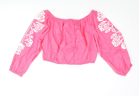 Womens UK Size 18 Marks and Spencer Pink Cropped Blouse