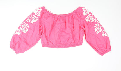 Womens UK Size 18 Marks and Spencer Pink Cropped Blouse