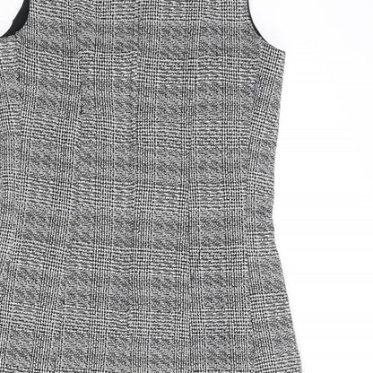 Dorothy Perkins Womens Black Check Polyester A-Line Size 10 Round Neck Zip