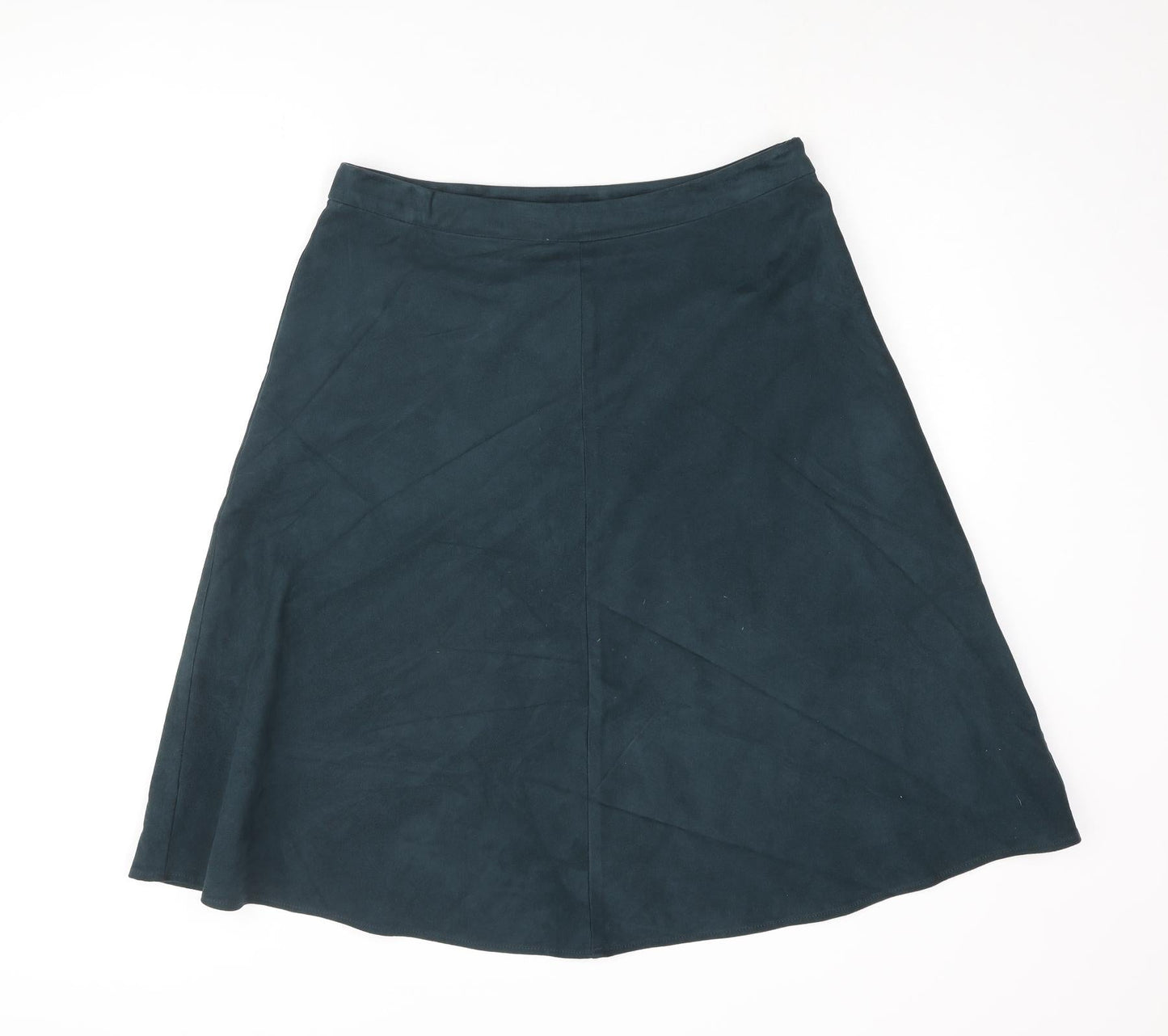 Marks and Spencer Womens Green Polyester A-Line Skirt Size 14 Zip