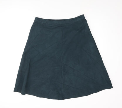 Marks and Spencer Womens Green Polyester A-Line Skirt Size 14 Zip