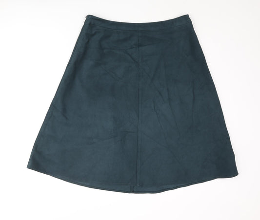Marks and Spencer Womens Green Polyester A-Line Skirt Size 14 Zip