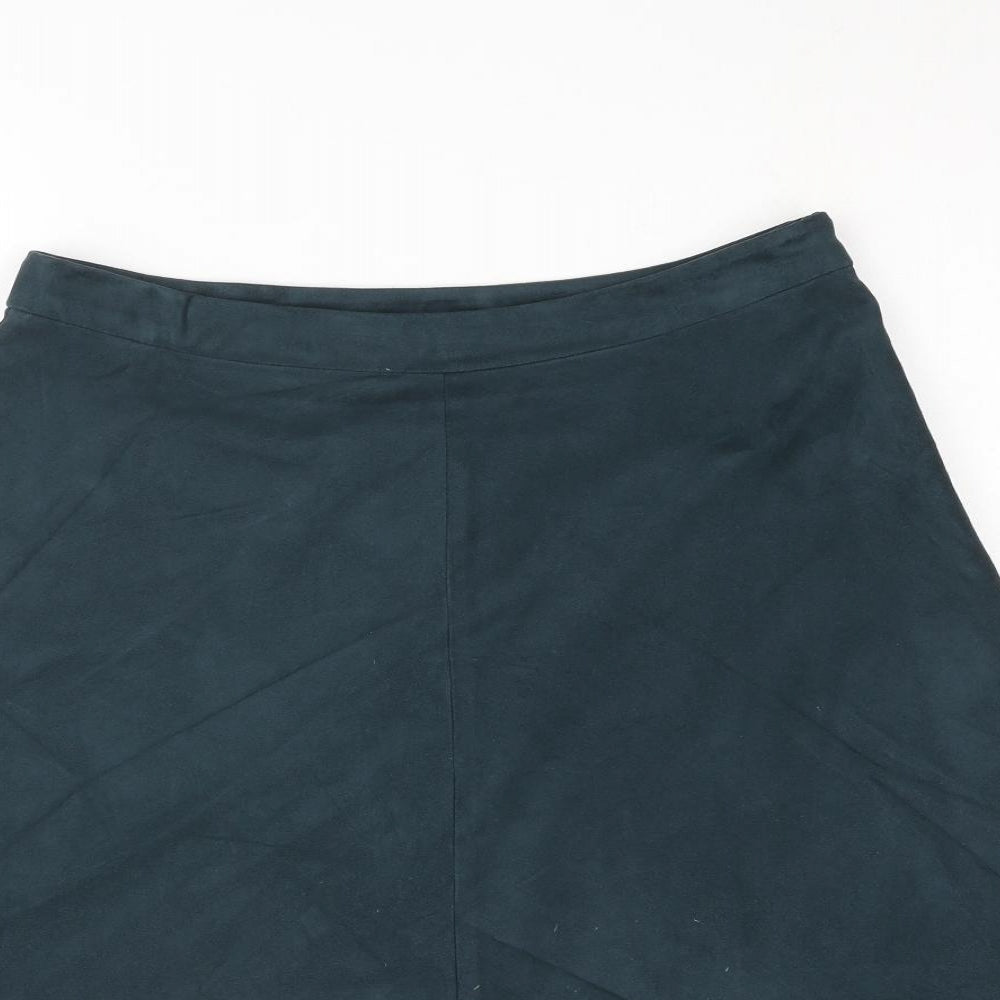 Marks and Spencer Womens Green Polyester A-Line Skirt Size 14 Zip