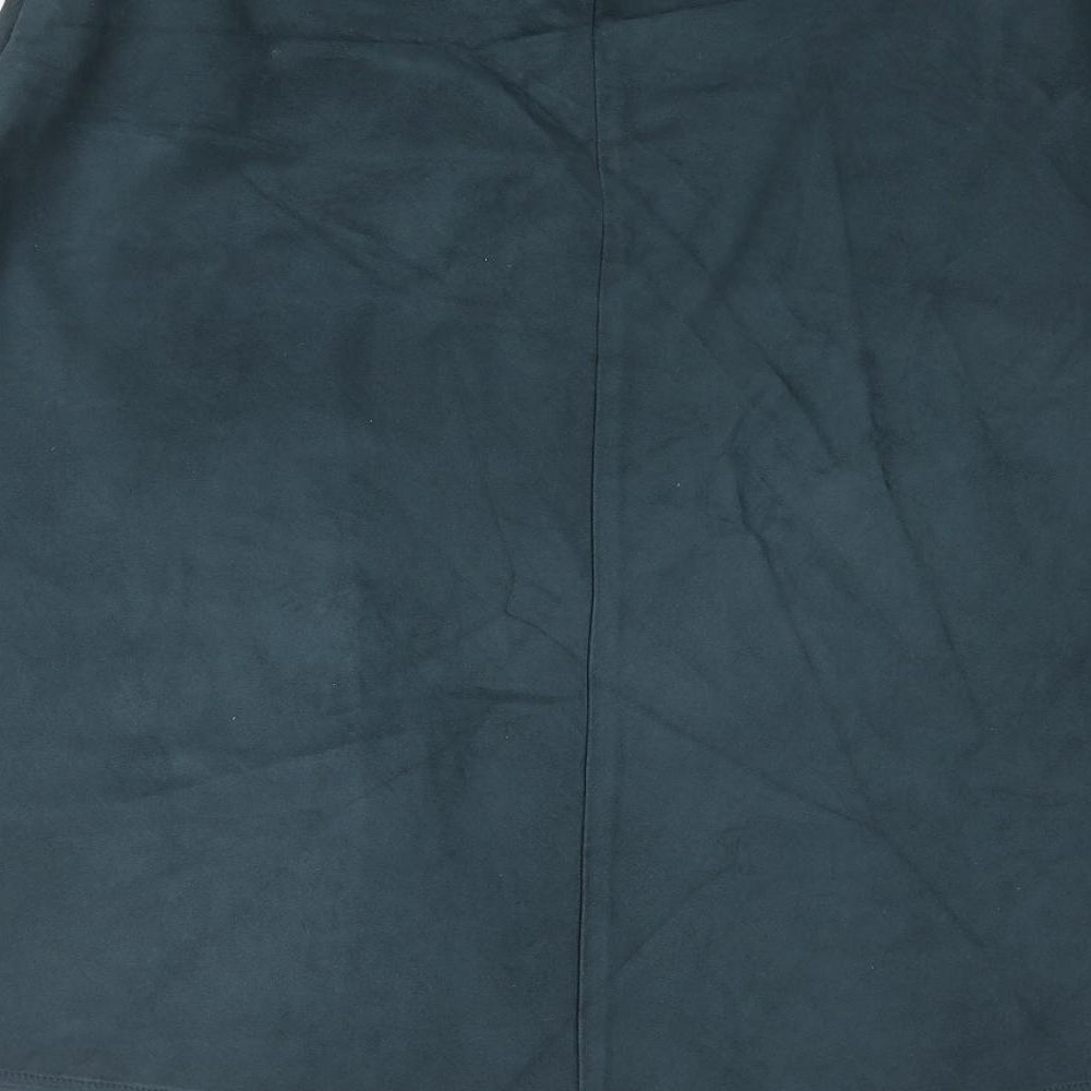 Marks and Spencer Womens Green Polyester A-Line Skirt Size 14 Zip