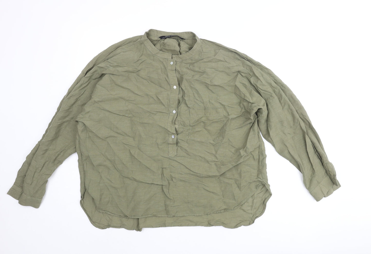 Womens UK Size L Zara Green Basic Blouse