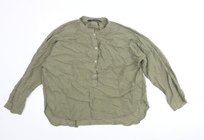Womens UK Size L Zara Green Basic Blouse