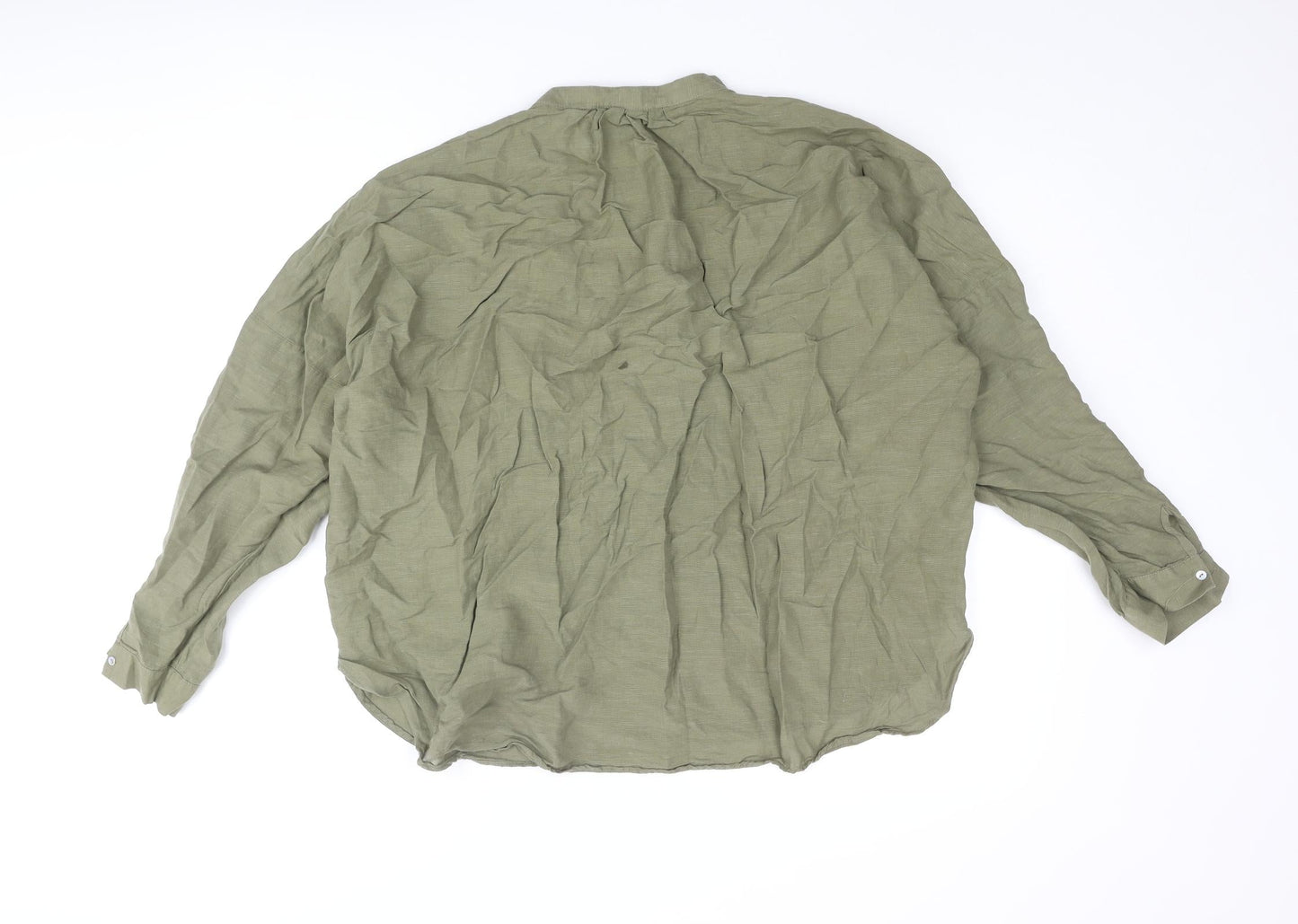 Womens UK Size L Zara Green Basic Blouse